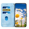 For Samsung Galaxy S22 5G Floral Pattern Leather Phone Case with Lanyard(Light Blue)