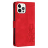For iPhone 12 / 12 Pro Tulips Embossed Leather Phone Case with Lanyard(Red)