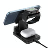 15W 4 in 1 Magnetic Clock Desktop Vertical Wireless Charger (Black)