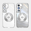 For Samsung Galaxy S25 5G 360 Holder MagSafe Acrylic Hybrid TPU Phone Case(Frosted White)