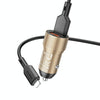 BOROFONE BZ19 Wisdom Dual USB Ports Car Charger with USB to 8 Pin Cable(Gold)