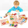 2 PCS Wood Blocks Cutting or Stringing Cube Puzzle Early Education Intelligence Toys For Children(Cake-Cutting)