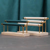 Removable Solid Wooden Base Ring Display Metal Stand Sponge Bar Ring Storage Rack, Style: Two Layers Beige