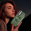 For Samsung Galaxy A34 Lens Holder MagSafe Phone Case(Army Green)