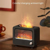 USB White Noise Simulation Flame Fire Furnace Aromatherapy Machine Indoor Large Spray Measurement Humidifier(Black)