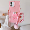 For Samsung Galaxy A05 / F05 / M05 Cartoon Sausage Mouth TPU Phone Case with Bead Chain(Pink)