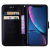 For iPhone XR Rose Embossed Horizontal Flip PU Leather Case,  with Holder & Card Slots & Wallet (Black)
