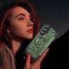 For Samsung Galaxy S23 5G Lens Holder MagSafe Phone Case(Army Green)