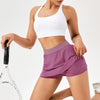 Women Sports Fake Two-Piece Quick-Drying Breathable Fitness Yoga Skirt Pants, Size: XL(Merlot Red)