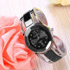 XinHua Women Diamond Mirror Surface Hollow Stainless Steel Bracelet Quartz Watch(Black)