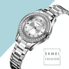 SKMEI 1534 elegant waterproof quartz steel band watch with diamond inlay(Silver  Gold)