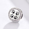 S925 Sterling Silver Black Pet Paw Print Beads DIY Bracelet Necklace Accessories