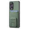 For Honor 90 Carbon Fiber Card Bag Fold Stand Phone Case(Green)