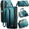 For Samsung Galaxy S25+ 5G CaseMe C36 Card Slots Zipper Wallet RFID Anti-theft Leather Phone Case(Blue)