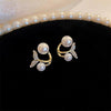 Temperament Ladies Light Luxury Pearl Double Layer Earrings Diamond Earrings, Specification:EH1292