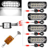 DC12V-24V / 18W 4 in 1 Front Grille Emergency Strobe Flash Warning Light Pickup 12LEDs Side Light Wireless Control 16 Modes (White Light)