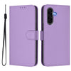 For Samsung Galaxy A56 5G Skin Feel Solid Color Leather Phone Case with Lanyard(Lavender Purple)