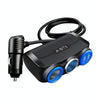 Car Cigarette Lighter Multi-Function Mobile Phone Charging USB Car Charge 12/24V Adapter Plug(Black Blue)