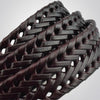 Wide Edition Hand Woven Lacquered Genuine Leather Waistband for Men, Belt Length:120cm(Coffee)