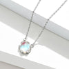 S925 Sterling Silver Gradient Round Moonstone Clavicle Chain Nacklace Jewelry (Blue)