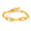 OPK GS1571 Simple Retro Pearl Chain Stainless Steel Gold Plated Bracelet(Gold)