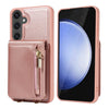 For Samsung Galaxy S24 FE 5G Crossbody Lanyard Zipper Wallet Leather Phone Case(Rose Gold)