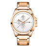 OCHSTIN 6059C Pilot Series Multifunctional Quartz Steel Band Men Watch(White+Rose Gold)