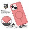 For iPhone 14 Plus Shockproof MagSafe Armor PC Hybrid TPU Phone Case(Dark Pink+Maroon)