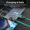 ENKAY 3 in 1 3A USB to Type-C / 8 Pin / Micro USB Magnetic 540 Degrees Rotating Fast Charging Cable, Length:1m(Black)