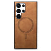 For Samsung Galaxy S25 Ultra 5G Solid Color Retro Magsafe PU Back Cover Phone Case(Brown)