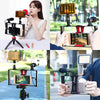 PULUZ 4 in 1 Vlogging Live Broadcast LED Selfie Light Smartphone Video Rig Kits with Microphone + Tripod Mount + Cold Shoe Tripod Head for iPhone, Galaxy, Huawei, Xiaomi, HTC, LG, Google, and Other Smartphones(Red)