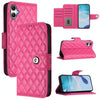 For Samsung Galaxy A06 5G Rhombic Texture Flip Leather Phone Case with Lanyard(Rose Red)