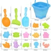 16pcs /Set Children Folding Bucket Beach Toys Play House Water Play Sand Dredging Tools(Blue)