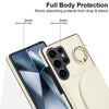 For Samsung Galaxy S25 Ultra 5G Ring Holder Card Bag Skin Feel Phone Case(White)