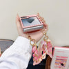 For Samsung Galaxy Z Flip6 5G Sparkling Diamond Rhombus PC Phone Case with Silk Scarf Bracelet(Purple)
