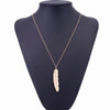 Vintage Long Necklace Jewelry Simple Feather Pendant Necklaces(Silver)