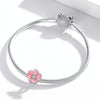 S925 Sterling Silver Pink Flower Beads DIY Bracelet Necklace Accessories