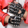 Children Punk Rivet Faux Leather Glove Kids DS Dancing Rock and Roll Jazz Half Finger Glove(Black)