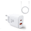 J0YROOM TCF05 20W USB+USB-C/Type-C Dual Interface Fast Charger Set, Specification:EU Plug(White)