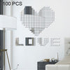 100 PCS Square Crystal Mosaic Mirror Acrylic Stereo Wall Stickers Creative Background Home Living Room Wall Sticker,Size:3*3cm(Silver)