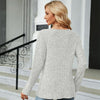 Autumn And Winter Round Neck Button Split Loose Long-Sleeved T-Shirt Top, Size: L(Light Grey)