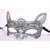 Halloween Masquerade Party Dance Sexy Lady Bronzing Lace Cat King Mask(Silver)
