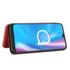 For Alcatel 1SE 2020 Carbon Fiber Texture Horizontal Flip TPU + PC + PU Leather Case with Card Slot(Brown)