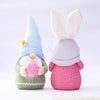 2 PCS Easter Pink Ears Plaid Bunny Dwarf Doll Elf Doll Ornaments Home Decoration Products(Faceless Men)