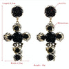 1 Pair Baroque Rose Flower Cross Long Earrings Vintage Earrings(Red)