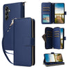 For Samsung Galaxy A14 Nine-card Slots Zipper Wallet Bag Leather Phone Case(Blue)