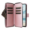For Samsung Galaxy A73 5G Nine-card Slots Zipper Wallet Bag Leather Phone Case(Rose Gold)
