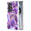 For Samsung Galaxy S25 Ultra 5G Splicing Marble Flower IMD TPU Phone Case Ring Holder(Dark Purple)