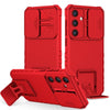 For Samsung Galaxy S25+ 5G Stereoscopic Holder Sliding Camshield Phone Case(Red)