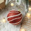 8cm Christmas Ball Christmas Tree Decoration Sequin Pearl Ball Hanging Ornament(Red)